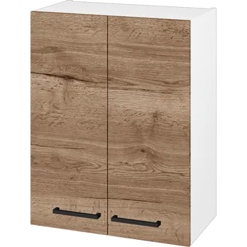 Koupelnový nábytek Dřevojas Horní skříňka DOS SYD2 60 - N01 Bílá lesk / Úchytka T06 / D21 Tobacco