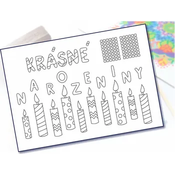 Radost v písku Šablona na pískování krásné narozeniny - svíčky - digi