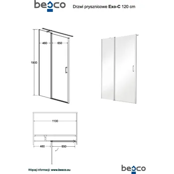 Besco EXO-C 120 x 90 cm BCEXOC120CC+BCEXOCH90CC sprchový kout