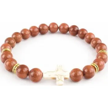 Náramek Zlatý avanturín - kříž 8mm