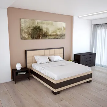 Postel Dřevěná postel s čalouněním CONSTANCE z bukového, jasanového nebo dubového masivu výrobce světspánku.cz. Dostupná ve všech rozměrech, včetně atypických. 200x140, olej Cherry, jádrový buk, jiná látka