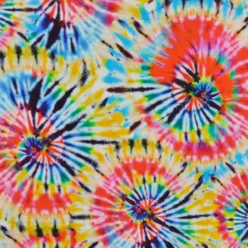 Mušelín, dvojitá gázovina, duhový červeno-žlutý vzor, š.140