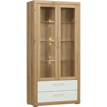 Policová skříň Skleník divoký DUB masiv/bílá matná MDF - BERLIN BERLIN-V02-2B