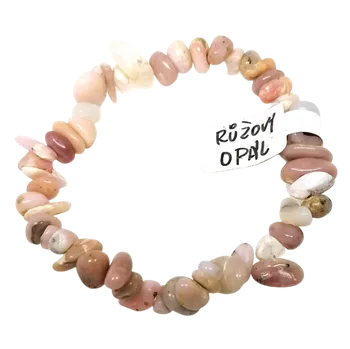 Náramek Růžový opál sekaný náramek (krásné růžové barvy)