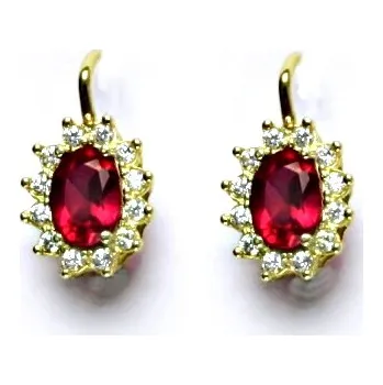 Náušnice Zlaté náušnice Kate rubín - NK1480 - žluté zlato (Náušnice Kate s rubínem ve žlutém zlatě)