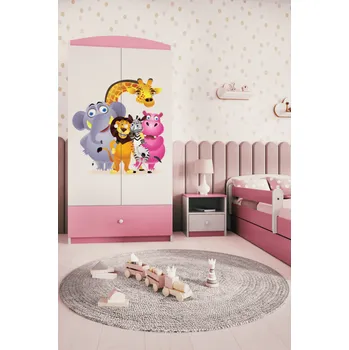 Šatní skříň Dětská skříň Babydreams 90 cm ZOO růžová