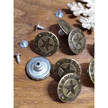 Knoflík Riflový knoflík barva staromosaz Jeans a hvězda velikost 32"