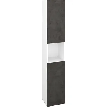 Koupelnový nábytek Dřevojas Vysoká skříň DOS SVD2O 35 - N01 Bílá lesk / Úchytka T07 / D16 Beton tmavý / Pravé