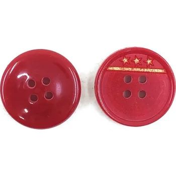 Knoflík GOM151, Knoflík, 21mm, červený s hvězdičkami, 1ks