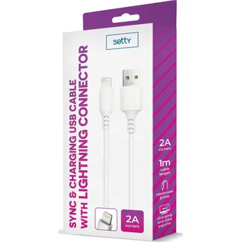Datový kabel GSM109582 SETTY cable USB - Lightning 1,0 m 2A white NEW