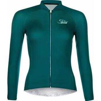 Cyklistické oblečení FORCE dres F PURE LADY dlouhý rukáv, petrolejový XXL