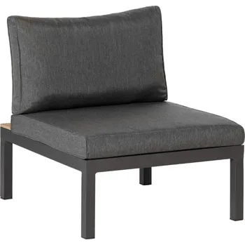 Zahradní pohovka WOOOD Tmavě šedý látkový zahradní modul Pielo s černou podnoží 80 x 70 cm