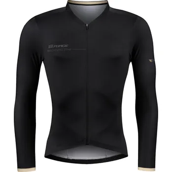 cyklistický dres dres FORCE GOLD dlouhý rukáv, černý 3XL