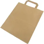 Papírová taška s plochým uchem, délka 30 cm, šířka 26 cm, záložka 14 cm, hnědá