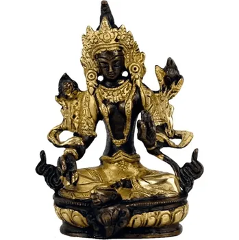 Milujeme Kameny Zelená Tara - mosazná soška - Feng shui - černo-zlatá 57300