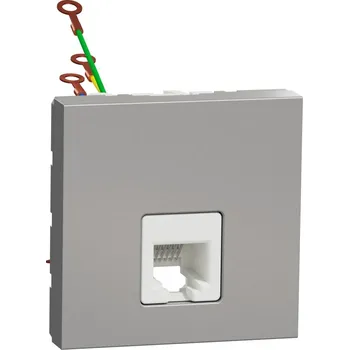 Elektrická zásuvka zásuvka telefonní RJ12, 6 kontaktů, Aluminium Unica NU349730