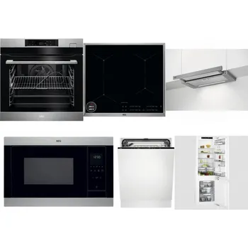 Set domácích spotřebičů AEG BSK782380M + AEG Mastery SenseBoil IAE64413XB + AEG DPE5660M + AEG Mastery MSB2547D-M + AEG FSK73607Z + AEG Mastery FlexiShelf SCE818D3LC