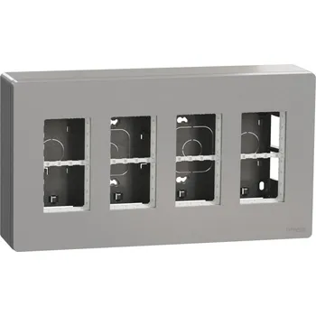 Elektrická zásuvka jednotka centrální 4x4 moduly vertikální povrchová, Aluminium Unica System+ NU124430