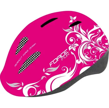 Cyklistická přilba přilba FORCE FUN FLOWERS dětská, růž-bílo-šedá S