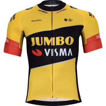 Cyklistické oblečení BONAVELO Cyklistický dres s krátkým rukávem - JUMBO-VISMA 2023 - černá/žlutá 3XL