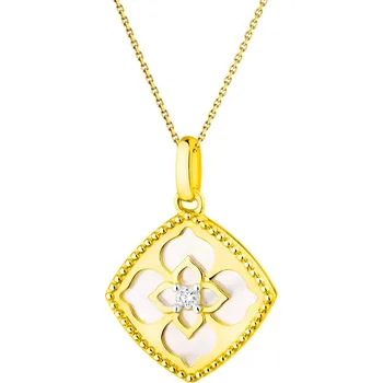 Přívěsek Zlatý přívěsek s diamantem a perletí - květ - ryzost 585 - 220.497