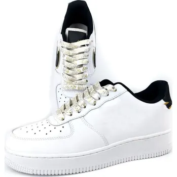 Tkaničky do bot Široké tkaničky s květinovým potiskem, jeden pár - Bílo zlaté, 120 cm