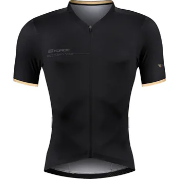 cyklistický dres dres FORCE GOLD kr. rukáv, černo-zlatý M