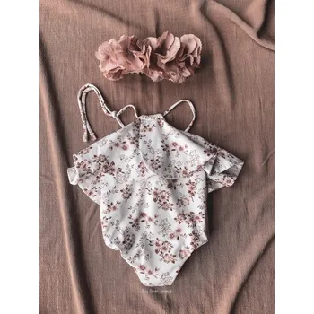Dívčí plavky Baby Powder Handmade Jednodílné plavky s volánkem pro holčičku 116 bílá