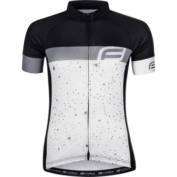 cyklistický dres dres FORCE SPRAY LADY kr. rukáv, bílo-černý S
