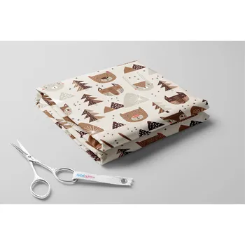 Fleece antipilling, Lišky a medvědi Barva: Krémová