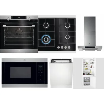 Set domácích spotřebičů AEG Mastery SteamBake BCK455350M + AEG Mastery SpeedBurner HKB64420NB + AEG Mastery DBB5660HM + AEG Mastery MSB2547D-M + AEG FSK73607Z + AEG Mastery NoFrost SCB618F6TS
