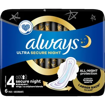 Menstruační vložka ALWAYS Ultra Hygienické Vložky Secure Night s křidélky velikost 4 - 6 kusů