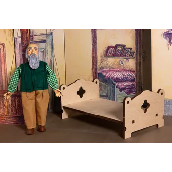 Loutkové divadlo Rekvizita - Selská postel pro 20 cm loutky