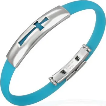 Náramek Pryžový náramek s ocelovým zapínáním a vzorem - TCL012BA