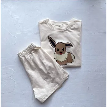 Dětská souprava triko + kraťasy Pokémon Varianta: smetanová - Eevee, Velikost: 90 (2 roky)