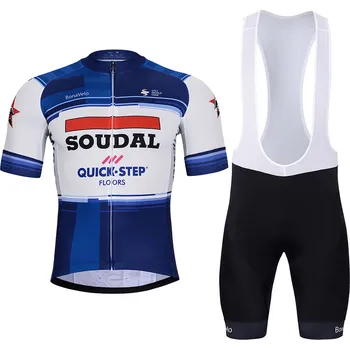 cyklistický dres BONAVELO Cyklistický krátký dres a krátké kalhoty - SOUDAL QUICK-STEP 24 - bílá/černá/modrá