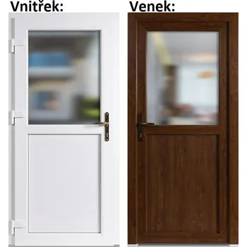 Vchodové dveře Venkovní vchodové dveře Soft 1/2 sklo zlatý dub/bílá 88x198 cm, levé