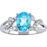 Stříbrný prsten s pravým Topazem obvod 55 mm