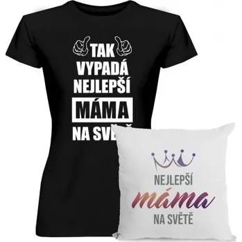 Žertovný předmět Komplet pro mamu - Nejlepší máma na světě - tričko a polštář s potiskem- Tričkový.cz