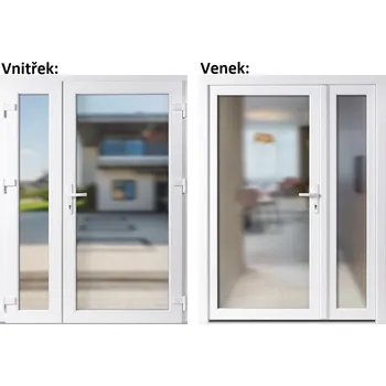 Vchodové dveře Levné dvoukřídlé vchodové dveře plastové Soft 3/3 sklo Krizet, Bílá/bílá, 150x200 cm, pravé