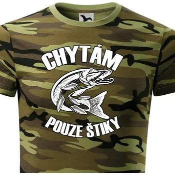 Pánské oblečení STRIKER Tričko Chytám pouze štiky Barva: vz.95 les, Velikost: XXXL
