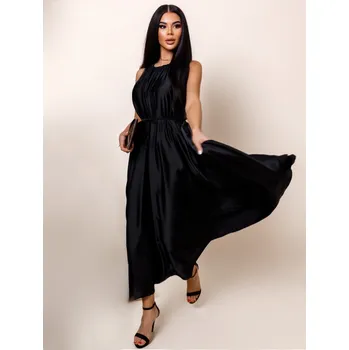 Dámské šaty Černé dlouhé lesklé elegantní šaty MADES se zavazováním Velikost: ONESIZE