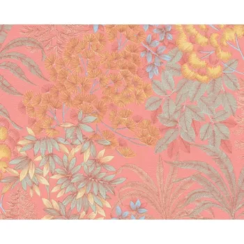 Tapeta Vliesová tapeta květy, listy - růžová, modrá, žlutá 4002391284 (0,53 x 10,05 m) A.S.Création