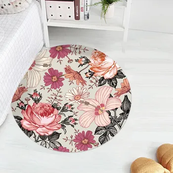 Samolepící dekorace Funlife Kulatá dekorativní samolepka s květinami 80 cm