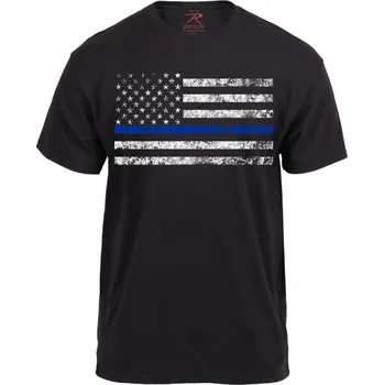 Pánské tričko Triko THIN BLUE LINE US vlajka ČERNÉ 3XL - Není skladem