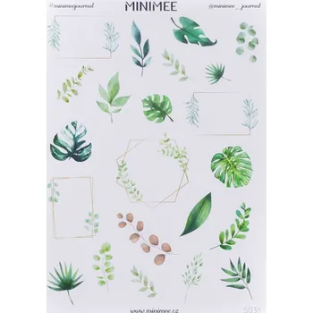samolepka MINIMEE Papírové samolepky v aršíku A5 Listy