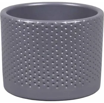 Obal na květináč NOHEL GARDEN Obal keramický kaktusový Zeus Dots, pr.10cm, v.9cm, tm. Šedý