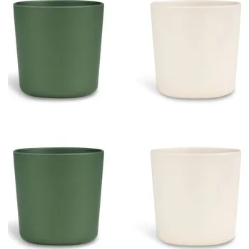 dětská jídelní sada CITRON sada hrnečků z bio materiálu 4ks zelená, krémová