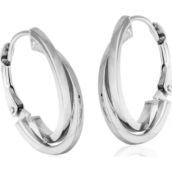 Náušnice GEMMAX Elegantní náušnice půlkruhy z bílého zlata - hranatý profil – zlatý šperk ryzosti 585/1000 v Dárkovém balení s Certifikátem GLEWN-38021