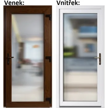 Vchodové dveře Levné vchodové dveře plastové Soft WDS 3/3 sklo Krizet Zlatý dub-Bílá 98x198 cm, pravé-otevírání VEN